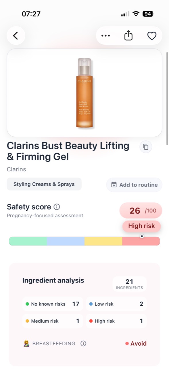 Get instant safety analysis in the MamaSkin app
