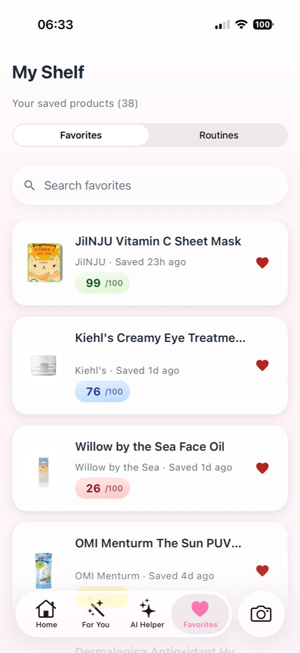 MamaSkin saved favourite skincare products